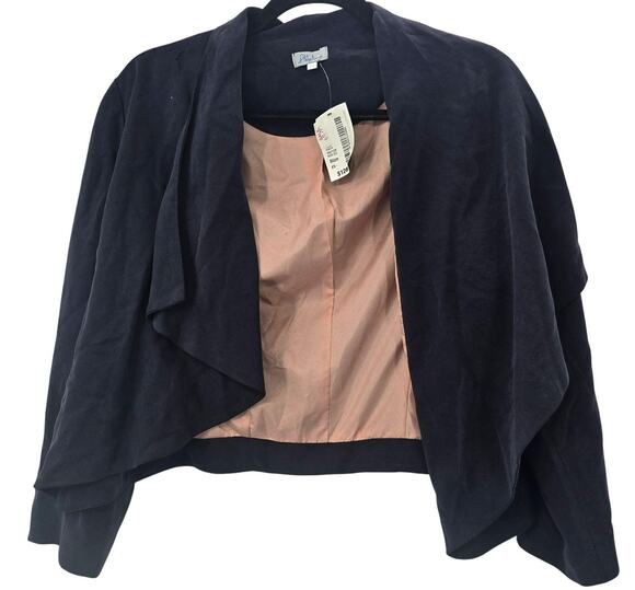 Abbeline Jackets & Blazers - Abbeline Jacket Womens XS Navy Blazer Tencel Open Front Draped Lined Short Twill